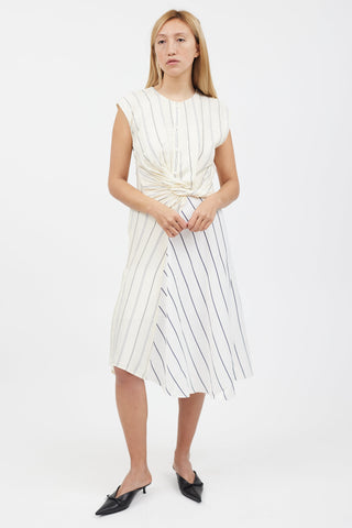 Cream Navy Stripe Dress