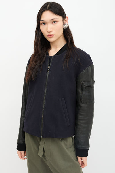 // Leather Wool Bomber Jacket – VSP Consignment