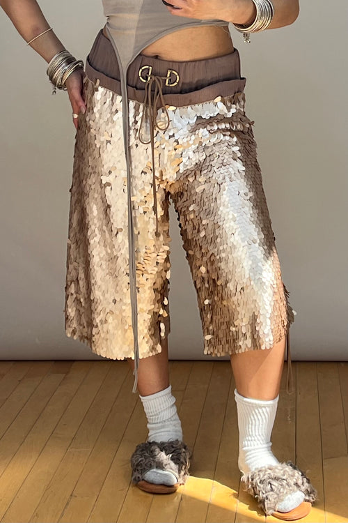 Gold Sequinned Hoodie & Shorts Co-ord Set