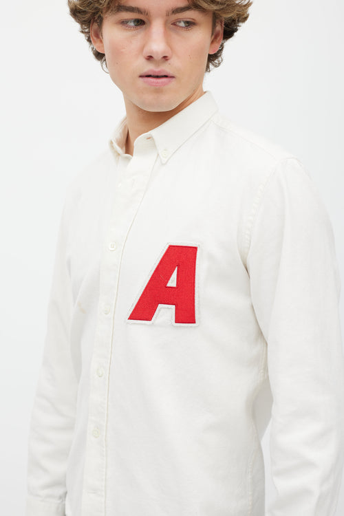 AMI Paris White Cotton Button Up Shirt