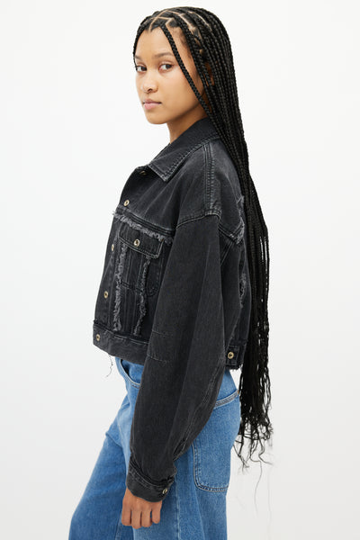 Acne Studios // Black Denim Cropped Fringe Jean Jacket – VSP