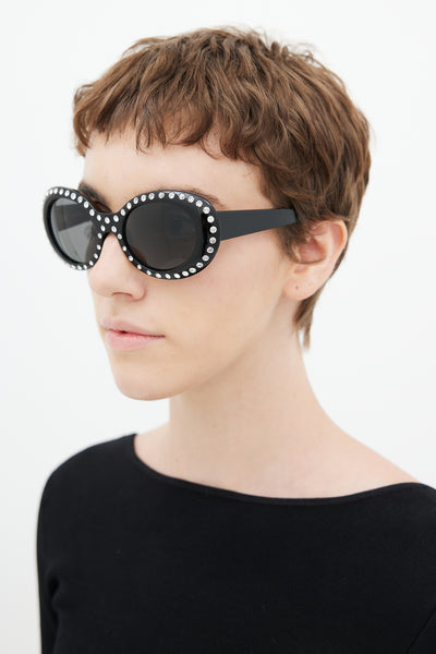 Acne Studios // Black & Silver Crystal Mustang C30006 Round  display picture 3