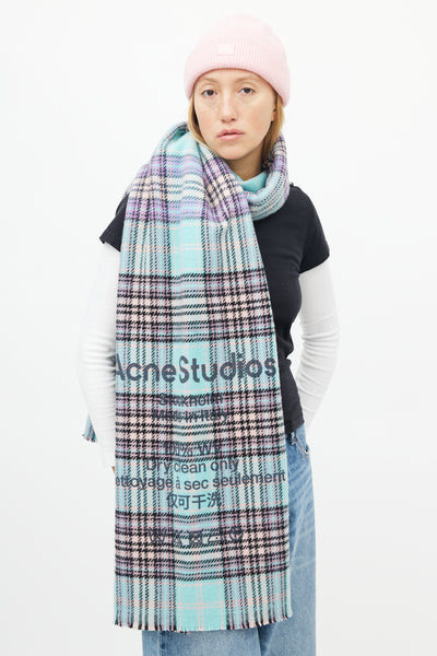 Acne Studios // Blue & Purple Wool Check Cassiar Scarf – VSP