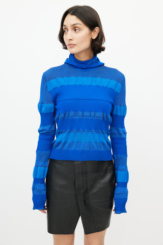 Acne Studios // Blue Ribbed Hooded Knit Top – VSP Consignment