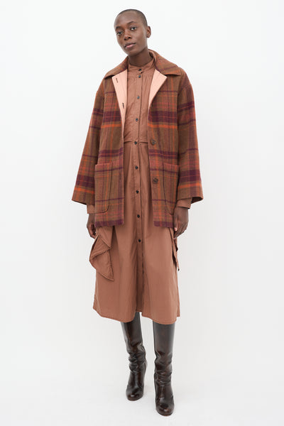 Acne Studios Plaid Print Coat チェック柄 コート Acne Studios // Brown & Multi Wool Plaid Coat – VSP Consignment