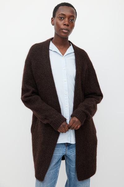 Acne Studios Brown Raya SH Mohair Open Cardigan VSP Consignment