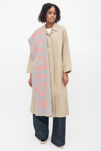 Acne Studios // Grey & Pink Wool Logo Scarf – VSP Consignment