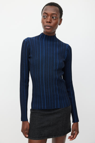 Acne Studios // Navy & Black Ribbed Mock Neck Top – VSP Consignment