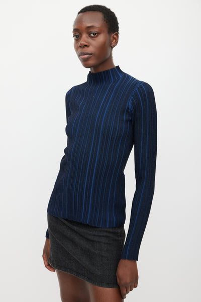 Acne Studios // Navy Black Ribbed Mock Neck Top – VSP