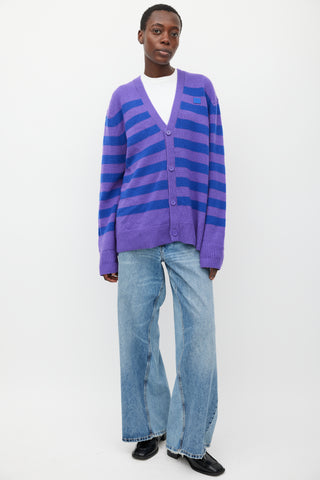 Acne Studios Purple & Blue Wool Striped Cardigan