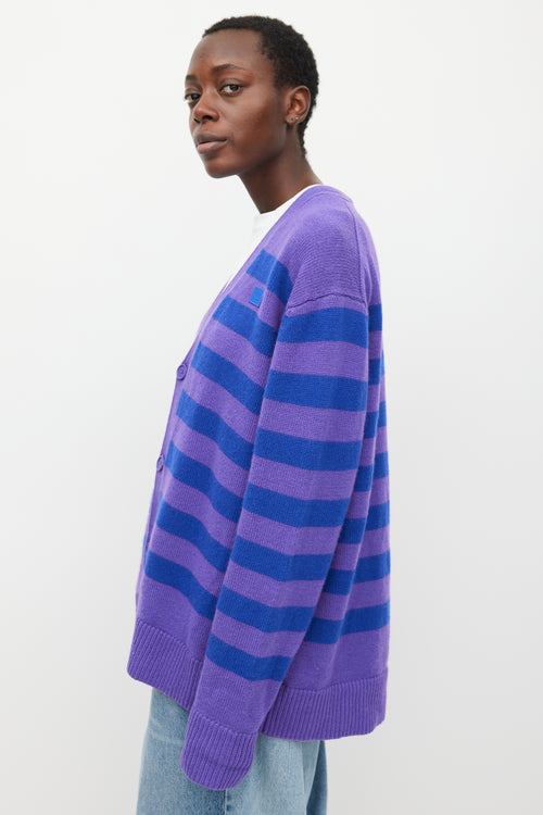Acne Studios Purple & Blue Wool Striped Cardigan
