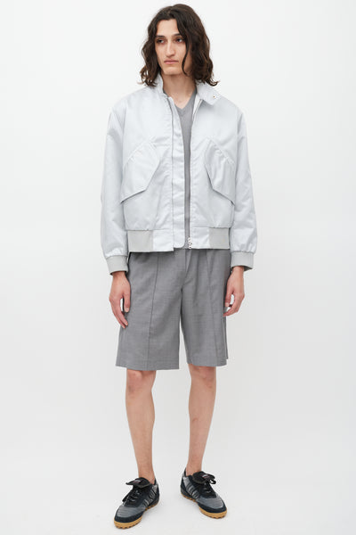 acne studious silver coating jacket （44） Acne Studios // Silver Nylon Bomber Jacket – VSP Consignment