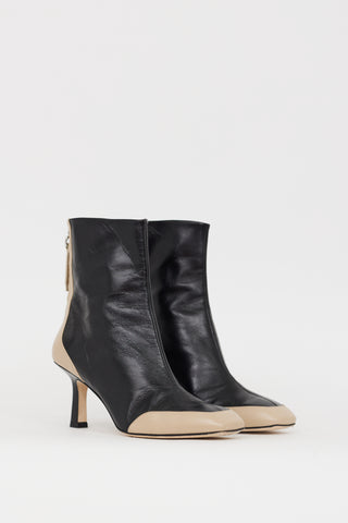 Aeydē Black & Beige Leather Two-Tone Lily Boot