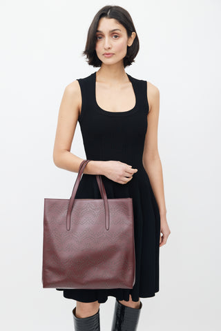 Alaïa Burgundy Leather Studded Tote Bag