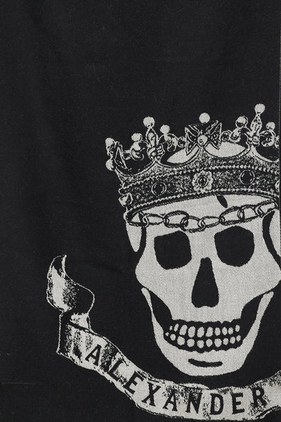 McQueen // Black & White Skull Fringe Scarf – VSP Consignment