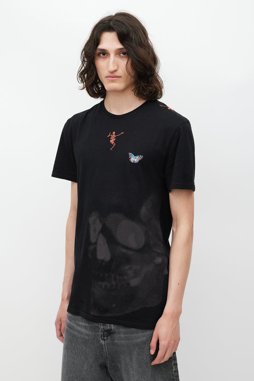 Alexander McQueen Black & Multicolour Embroidered Skeleton T-Shirt