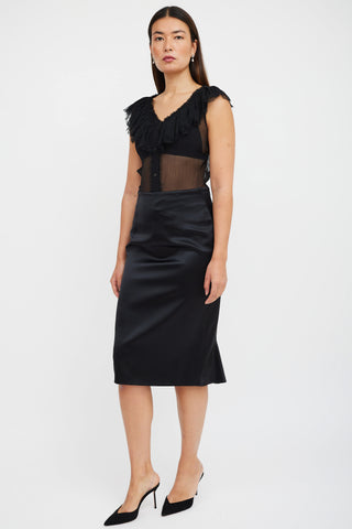 Alexander McQueen Black Silk Ruffled Skirt