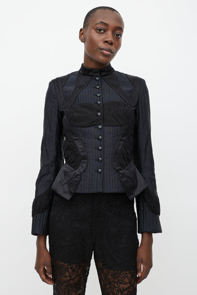 McQueen // FW 2002 Black Silk Patchwork Corseted Jacket – VSP