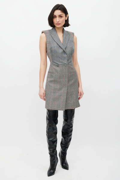 McQueen // Grey & White Glen Check Blazer Dress – VSP Consignment