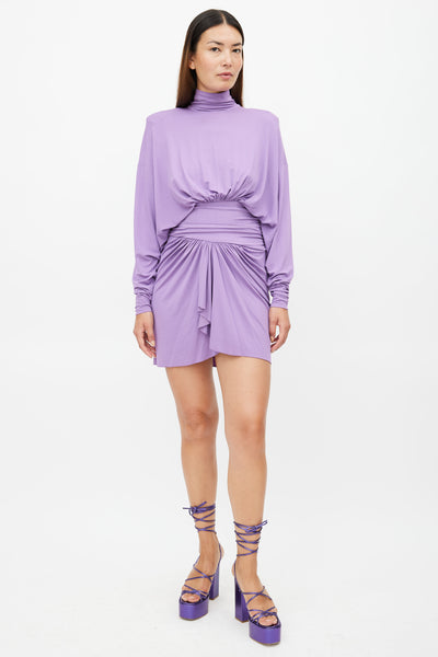 Alexandre Vauthier // Purple Long Sleeve Ruched Dress – VSP