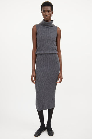 Alice + Olivia // Dark Wool Knit Ribbed Sweater Dress – VSP