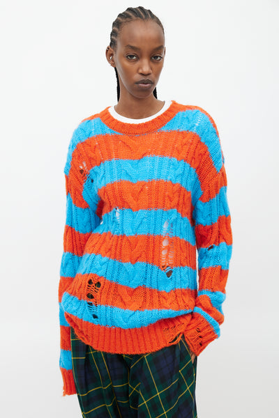 Andersson Bell // Blue & Orange Distressed Cableknit Sweater – VSP