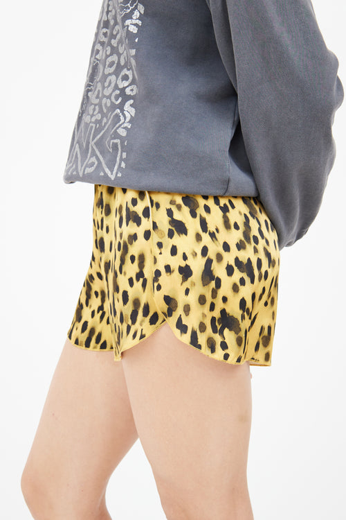 Anine Bing Yellow Printed Silk Shorts