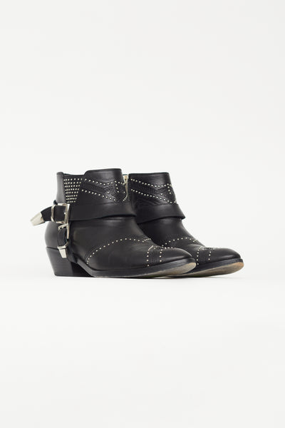 Anine Bing // Black Leather Studded Bianca Ankle Boot – VSP
