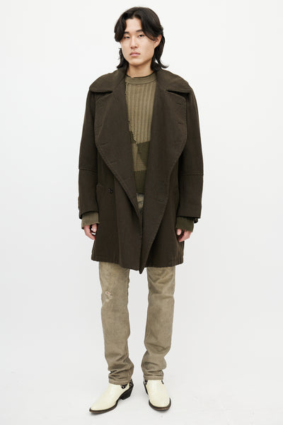 Ann Demeulemeester // Green Wool Padded Coat – VSP Consignment
