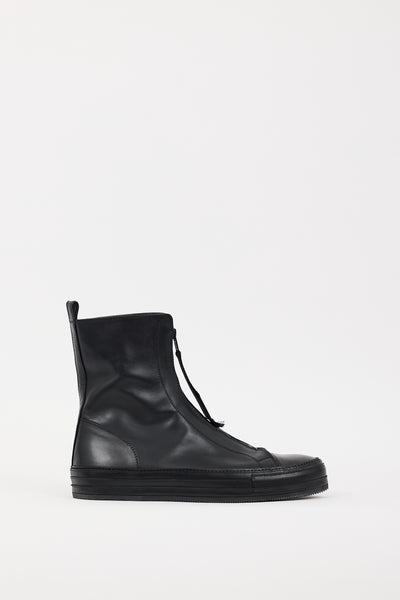 Ann Demeulemeester // Black Leather Reyer Zipped Boot – VSP