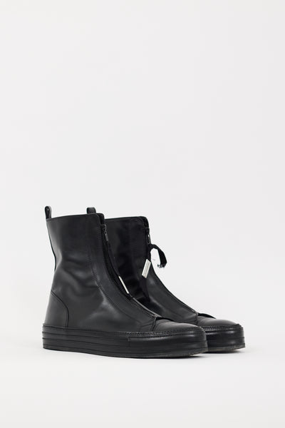 Ann Demeulemeester // Black Leather Reyer Zipped Boot – VSP