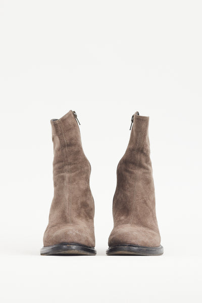 Ann Demeulemeester // Brown Suede Zip Boot – VSP Consignment
