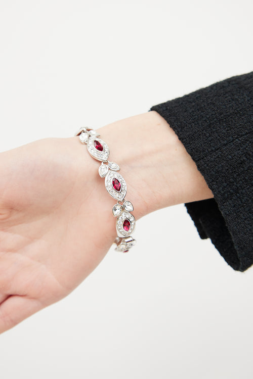 Attwood Collection Silver Tone Clear & Red Crystal Bracelet