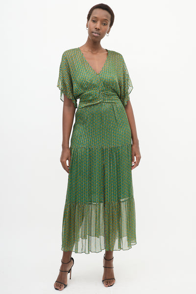 Ba&sh // Green & Yellow Paisley Pleated Dress – VSP Consignment