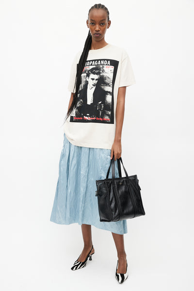 Balenciaga // Black Crinkled Leather Mini Bazaar Crossbody Bag