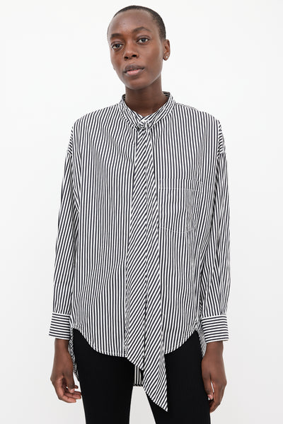 Balenciaga // Black & White Striped Logo Shirt – VSP Consignment