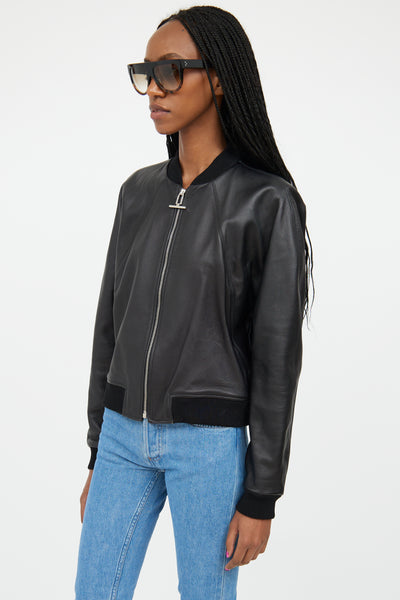 Balenciaga // Leather Cropped Bomber Jacket – VSP Consignment