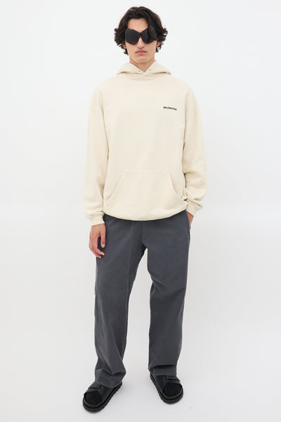 Balenciaga // Cream Embroidered Logo Pullover Hoodie – VSP Consignment