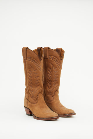 VSP Archive Brown Suede Embroidered Western Boot