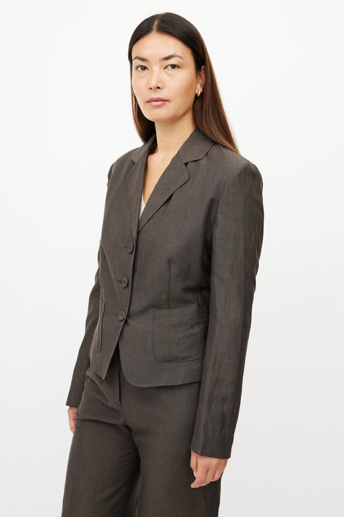 Bottega Veneta Brown Linen & Wool Pant Suit
