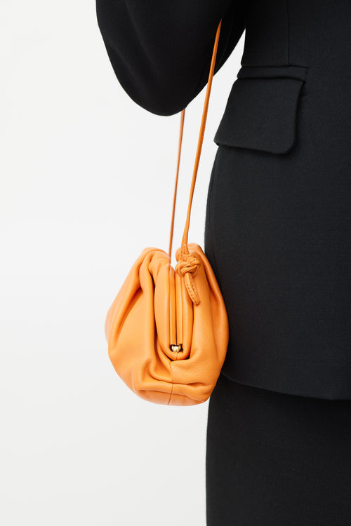 Bottega Veneta Orange Leather Gathered Pouch Bag