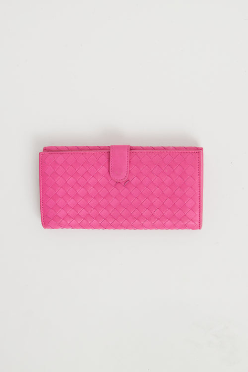 Bottega Veneta Pink Intrecciato Wallet