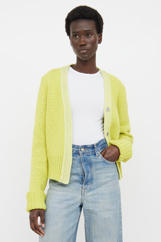 Fendi Yellow Wool and Cashmere Blend Knit Sweater
