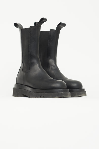Bottega Veneta // Black Leather Lug Boot – VSP Consignment