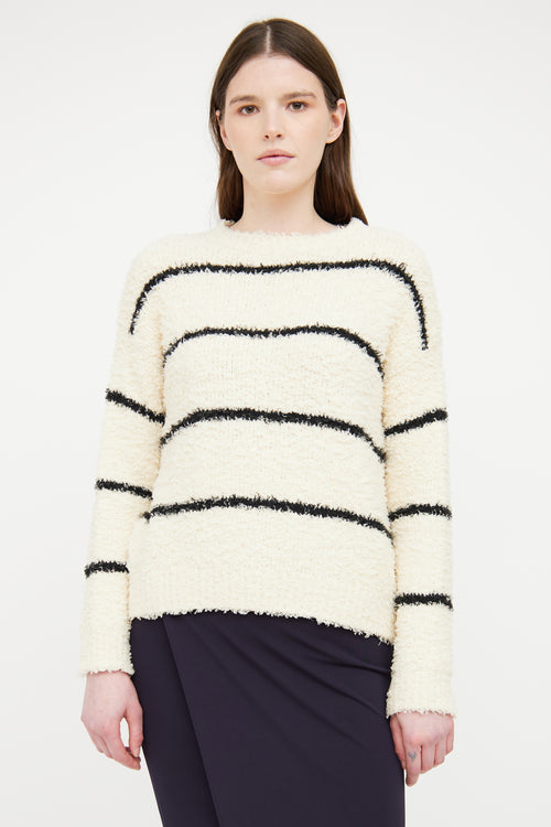 Brunello Cucinelli Cream & Black Stripe Sweater