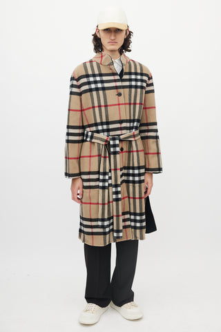 Beige & Black Reversible Nova Check Coat