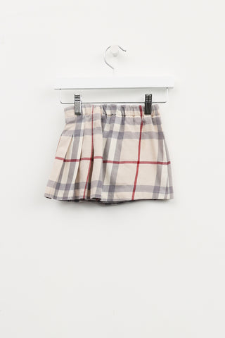 Burberry Kids Nova Check Pleated Buckle Skirt