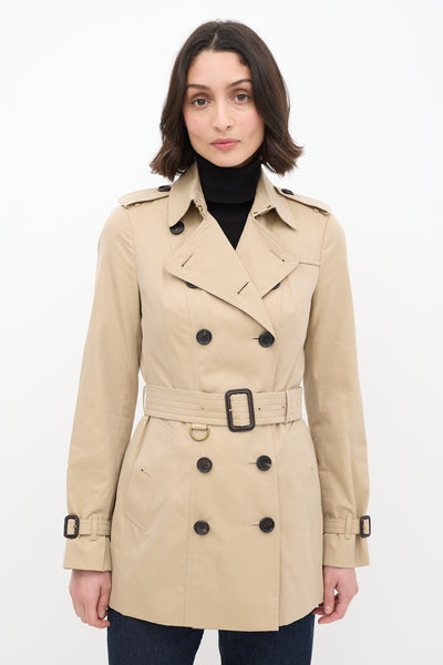 Burberry // Beige Short The Sandringham Belted Trench Coat – VSP
