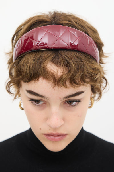 Burberry // Patent Leather Quilted Headband – VSP Consignment display picture 3