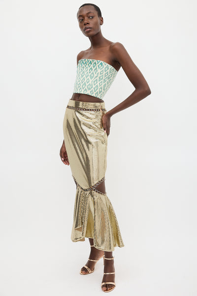 Burberry // Gold Square Sequin Metallic Skirt VSP Consignment Burberry // Gold Square Sequin Metallic Skirt VSP Consignment